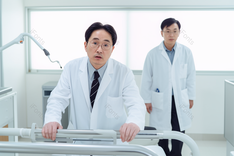 走廊医院医生白大褂病床急救中的男医生特写,高清,摄影图,摄影图片,图片大全,摄影图免费下载